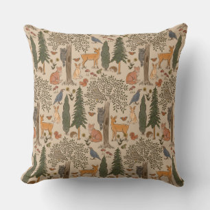 Cojín Decorativo Cabincore Woodland Forest Animals
