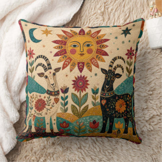 Cojín Decorativo Cabra Caprichosa Arte Folclórico