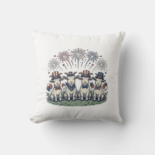 Cojín Decorativo Cabras Patrióticas Fuegos Artificiales Diseño Cami