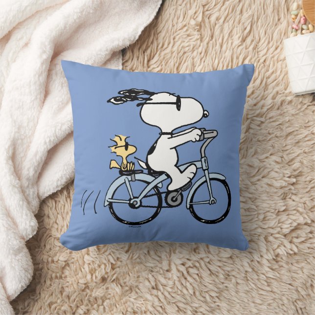 Cojín Decorativo Cacahuetes | Bicicleta Snoopy & Woodstock (Manta)