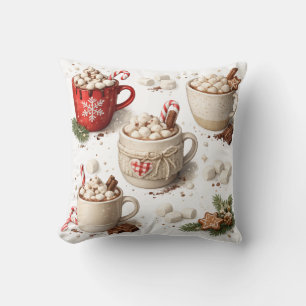 Cojín Decorativo Cacao Caliente Navideño Acogedor y Malvaviscos