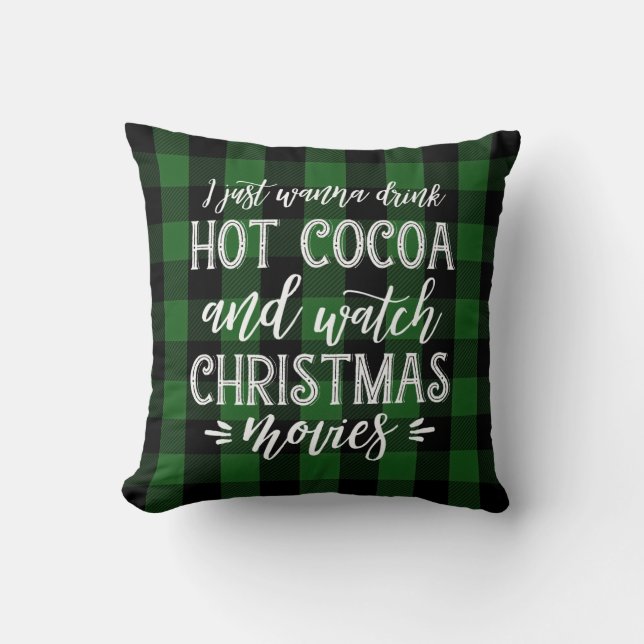 Cojín Decorativo Cacao caliente y películas para Navidades| Placa v (Anverso)