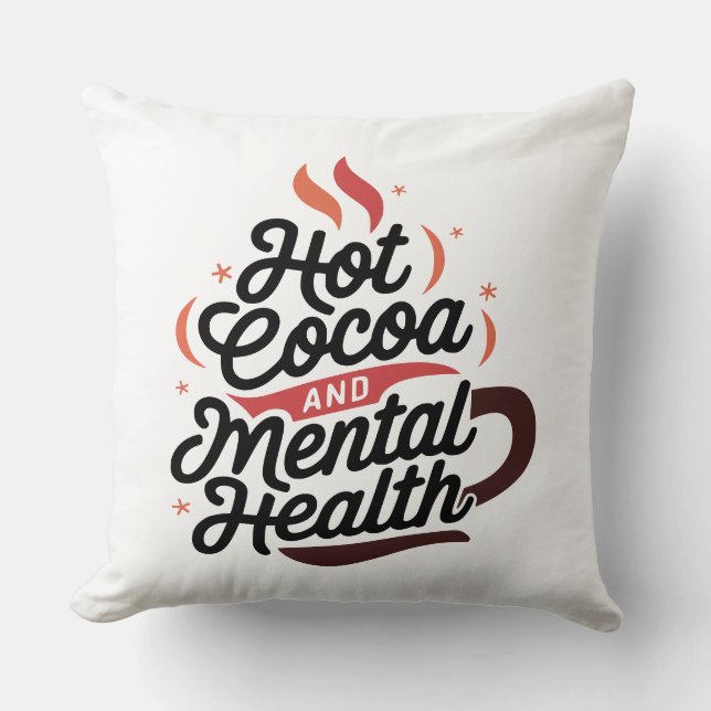 Cojín Decorativo Cacao caliente y salud mental personalizado (Anverso)