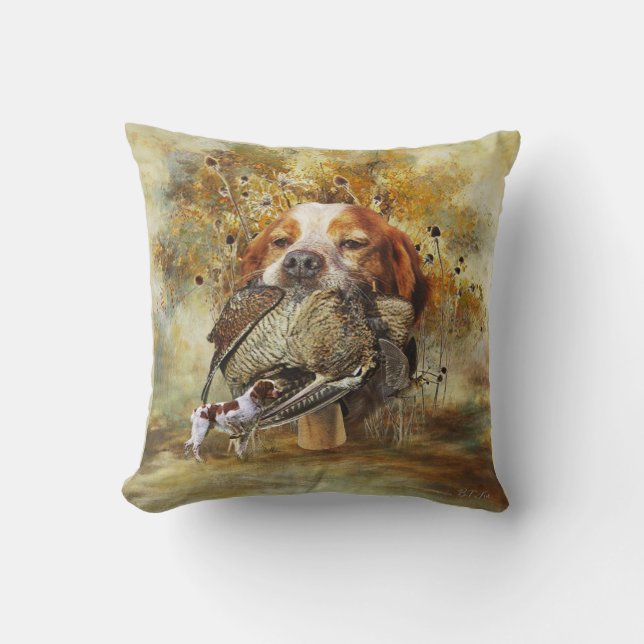 Cojín Decorativo Cacería de Woodcock con el español británico (Anverso)