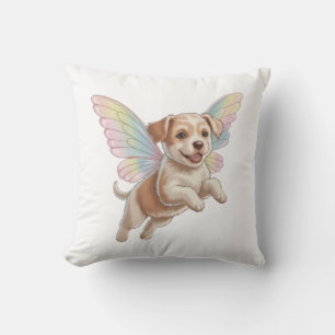 Cojín Decorativo Cachorro Adorable con Alas de Hada Brillantes — Ma