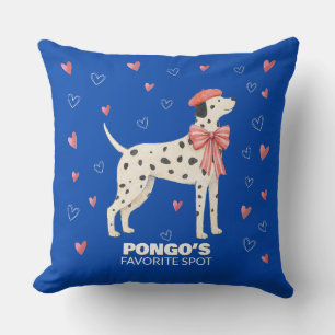 Cojín Decorativo Cachorro Adorable Dalmatian Lazo Corazón Azul Coba