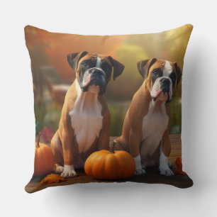 Cojín Decorativo Cachorro Boxer Otoño Delicia Calabaza