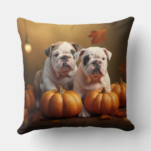 Cojín Decorativo Cachorro Bulldog Otoño Delicia Calabaza