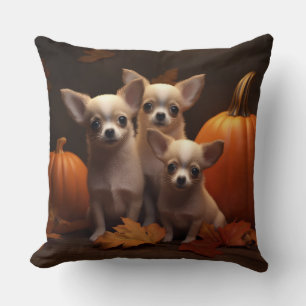 Cojín Decorativo Cachorro Chihuahua Delicia de Otoño Calabaza