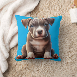 Cojín Decorativo Cachorro con ojos azules sentado y mirando inocent