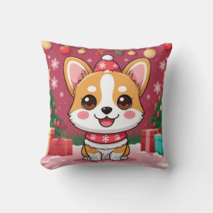 Cojín Decorativo Cachorro Corgi Adorable Con Regalos De Navidad