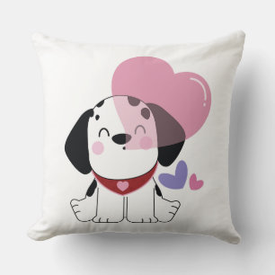 Cojín Decorativo Cachorro dálmata kawaii adorable con corazones