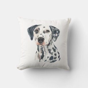 Cojín Decorativo Cachorro Dalmatian de Acuarela Blanco y Negro Ador