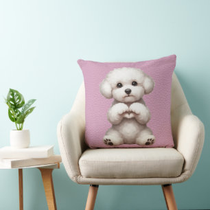Cojín Decorativo CACHORRO DE BICHON FRISE BLANCO ESponjoso