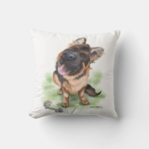 Cojín Decorativo Cachorro de dibujos animados adorable pastor alemá