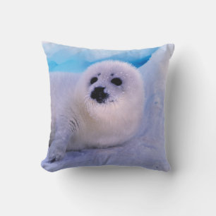 Cojín Decorativo Cachorro de foca arpista pequeño cubierto de copos