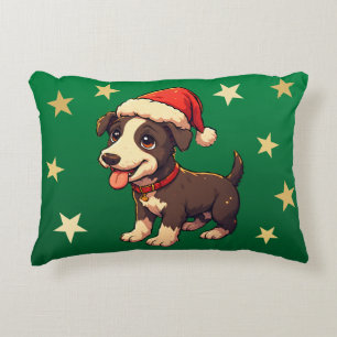 Cojín Decorativo Cachorro de Navidad adorable con gafas de sol verd
