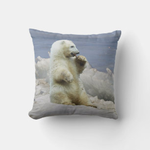 Cojín Decorativo Cachorro de Oso Polar Adorable y Hielo Ártico