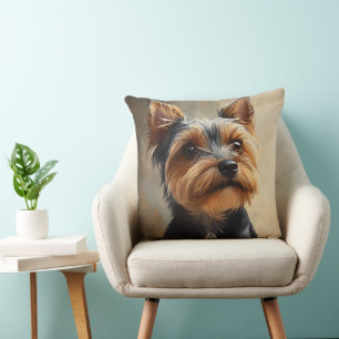 COJÍN DECORATIVO CACHORRO DE PERRO YORKSHIRE TERRIER PEQUEÑO NEGRO