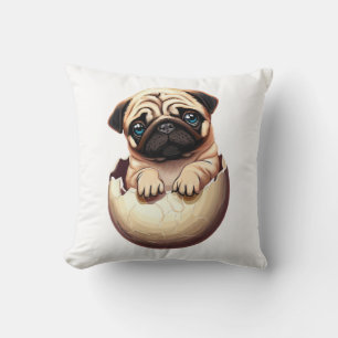 Cojín Decorativo Cachorro de pug en huevo - Diseño de perro lindo