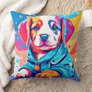 Cojín Decorativo Cachorro en diseño de Abrigo Azul