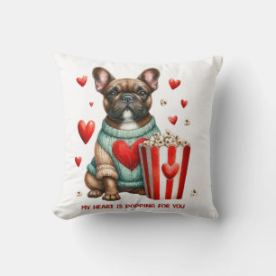 Cojín Decorativo Cachorro francés adorable corazón del día de San V