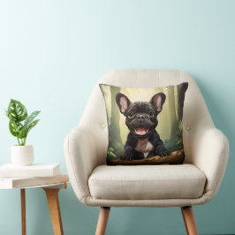 Cojín Decorativo 😍Cachorro francés dulce en un bosque