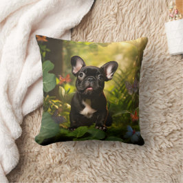 Cojín Decorativo 🐶💗Cachorro Frenchie dulce en una selva