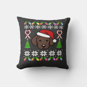 Cojín Decorativo Cachorro Labrador de Chocolate Navidad Santa Tamañ