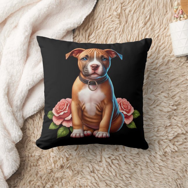 Cojín Decorativo Cachorro marrón con Rosas (Manta)