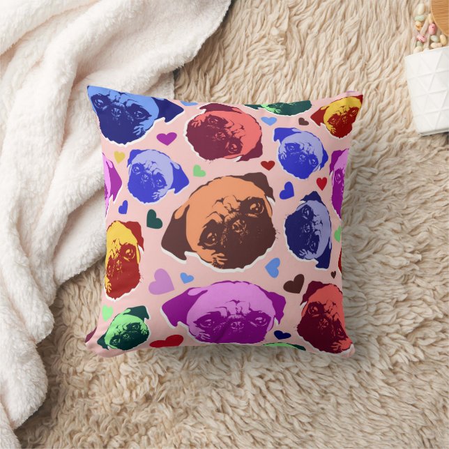 Cojín Decorativo Cachorro Pug PopArt Estilo Retro (Manta)