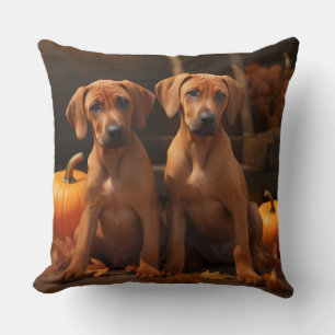 Cojín Decorativo Cachorro Rhodesian Ridgeback Otoño Delicia Calabaz