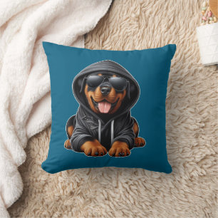 Cojín Decorativo Cachorro Rottweiler con Sudadera con Capucha