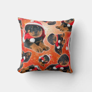 Cojín Decorativo Cachorro Rottweiler Divertida Navidad