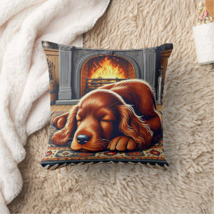 Cojín Decorativo Cachorro Setter Irlandés Durmiendo junto a una Chi