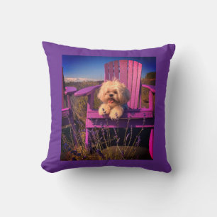 Cojín Decorativo Cachorro Shih Tzu Feliz y Juguetón Sonríe Entre Fl