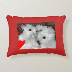 COJÍN DECORATIVO **CACHORROS BLANCOS SUAVES** NAVIDAD