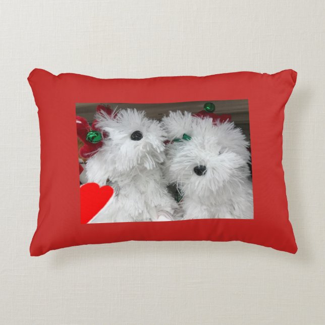 COJÍN DECORATIVO **CACHORROS BLANCOS SUAVES** NAVIDAD (Anverso)