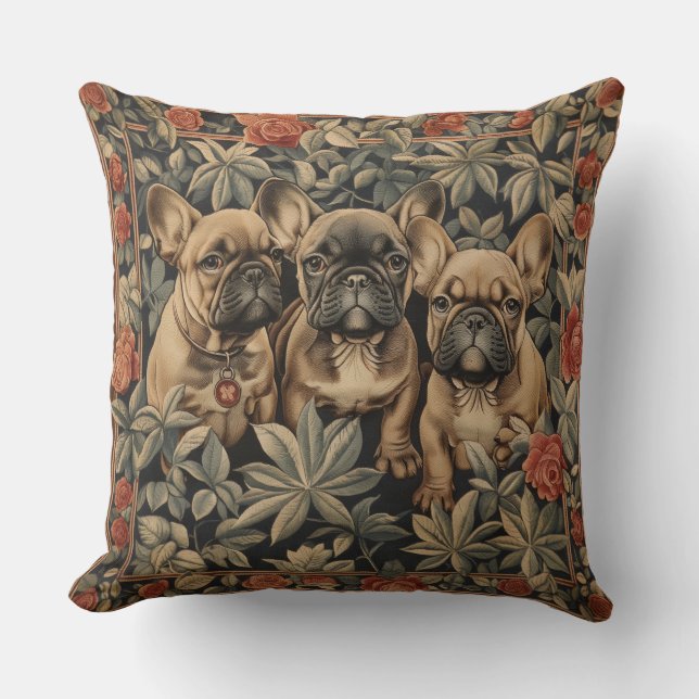 Cojín Decorativo Cachorros de Bulldog franceses (Anverso)