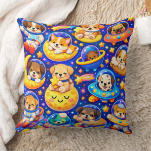Cojín Decorativo Cachorros espaciales lindos, lanzamiento de galaxi