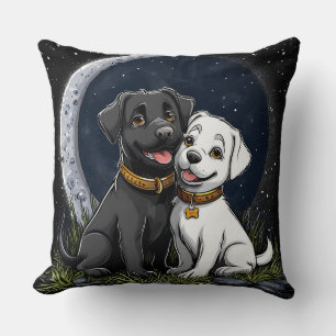 Cojín Decorativo Cachorros Negros y Blancos Adorables