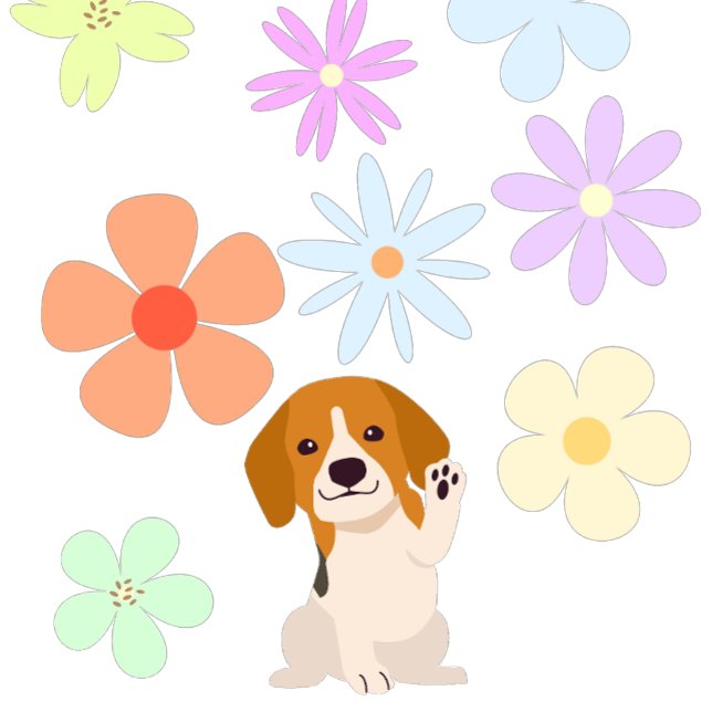 Cojín Decorativo Cachorros y flores (Subido por el creador)
