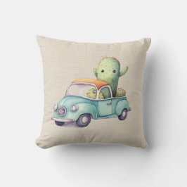 Cojín Decorativo Cacti acuarela en camión retro