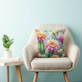 Cojín Decorativo Cacti Suculento de Flores de Agua