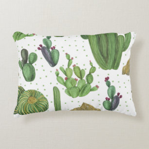 Cojín Decorativo Cactus acuarela, patrón natural sin fisuras.