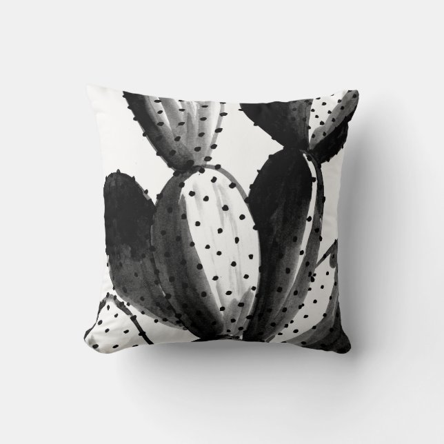 Cojín Decorativo Cactus blanco y negro (Anverso)