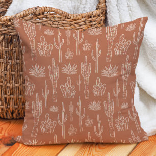 Cojín Decorativo Cactus Boho Occidental Sureño Neutro Cálido Arcill