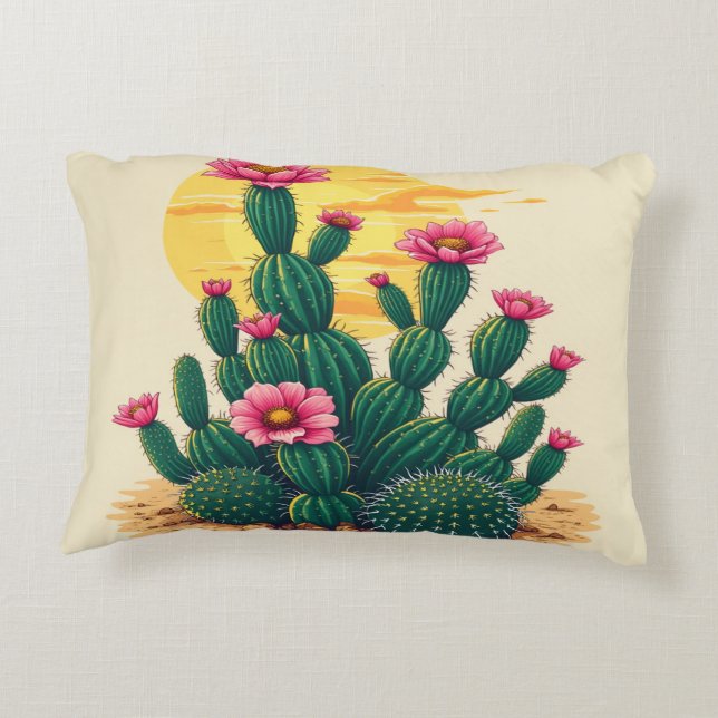 Cojín Decorativo Cactus con flores (Reverso)