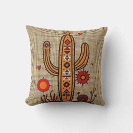 Cojín Decorativo Cactus con motivos nativos americanos y mexicanos