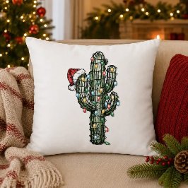 Cojín Decorativo Cactus de Navidad con Luces 